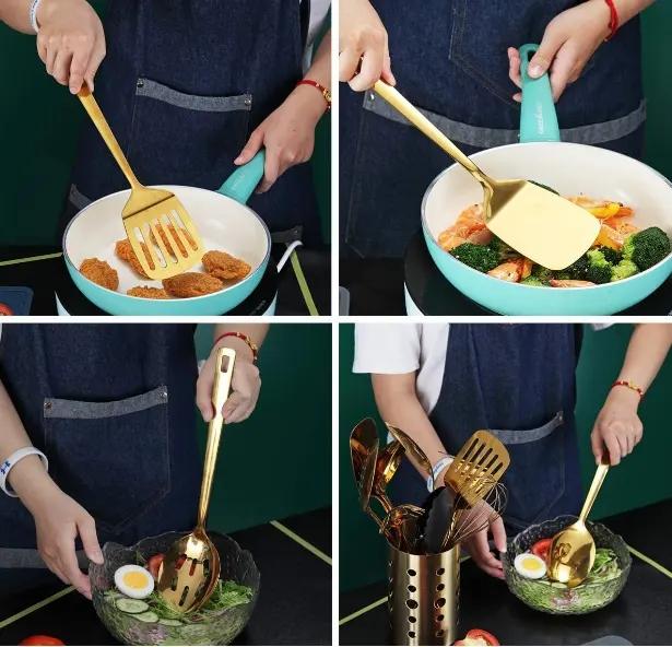 DINUO Kitchen Stainless Steel Cooking Set 14 Piece Kitchen Set JYDN-L-104