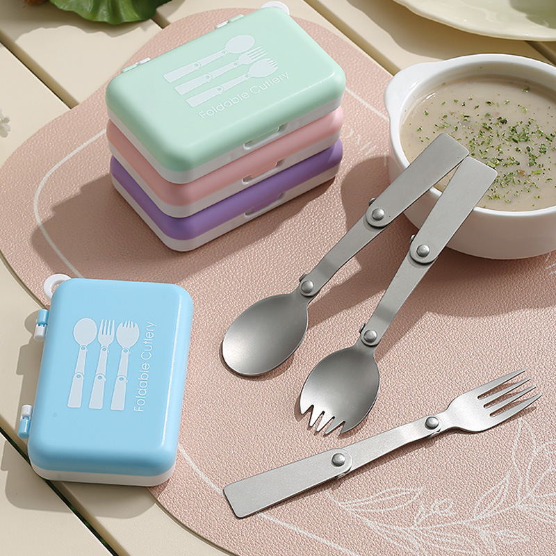 DINUO portable tableware 304 stainless steel titanium folding spoon fork set JYDN-L-241