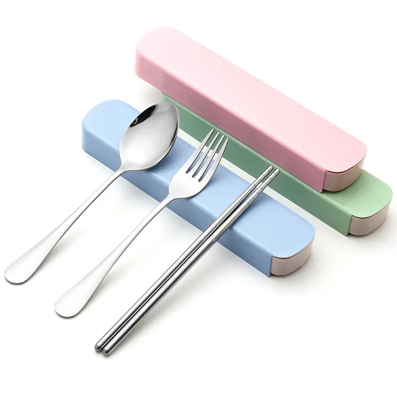 DINUO portable stainless steel three piece outdoor travel spoon fork cutlery set JYDN-L-107