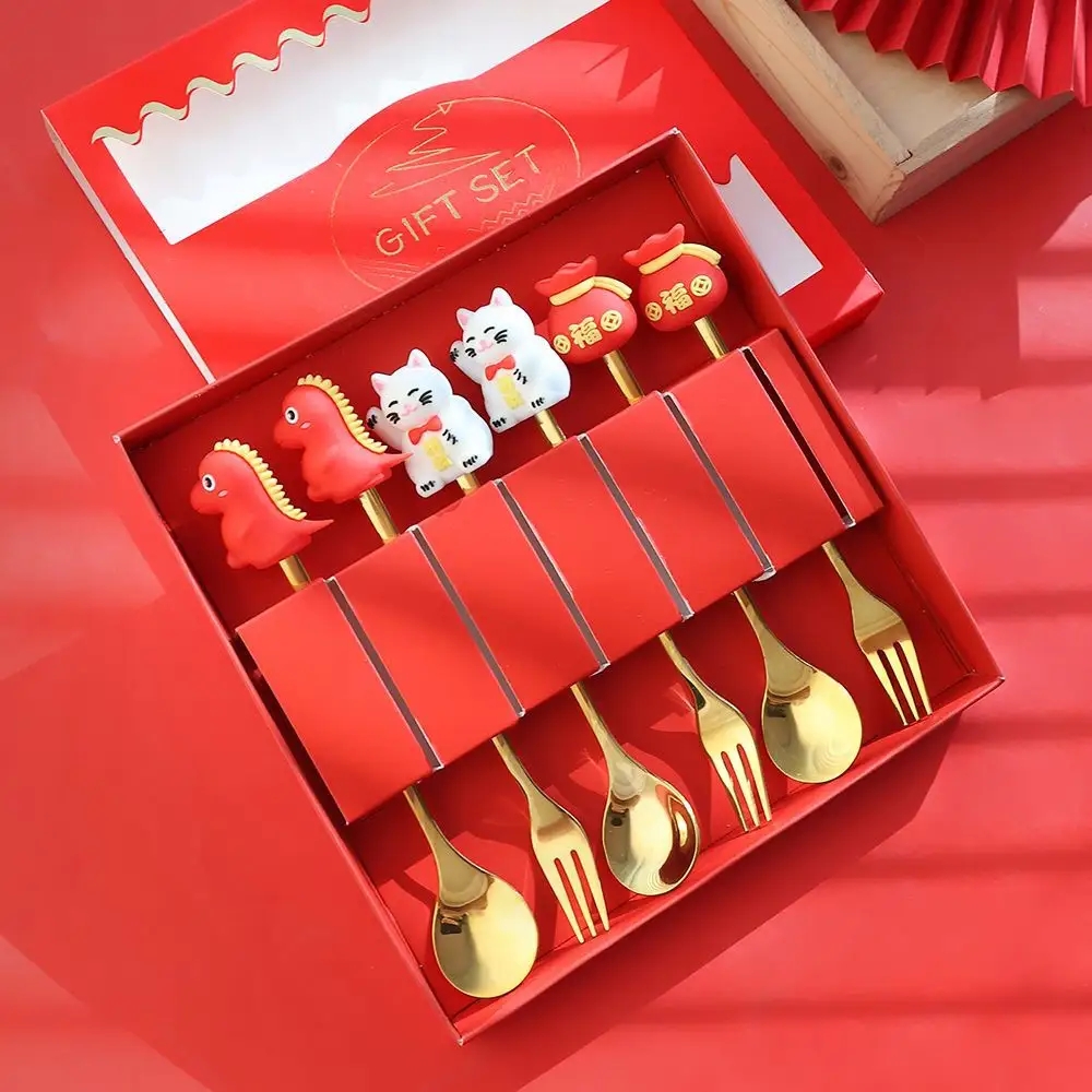 DINUO high-quality stainless steel dragon doll spoon fork cutlery gift set JYDN-L-108