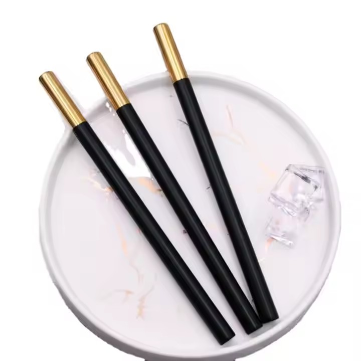 DINUO environmentally friendly reusable 304 stainless steel black gold straw JYDN-L-176