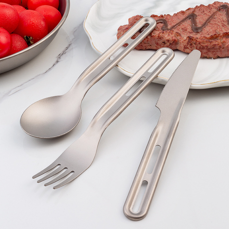 DINUO pure titanium camping knife, fork, spoon set, picnic travel portable tableware JYDN-L-136
