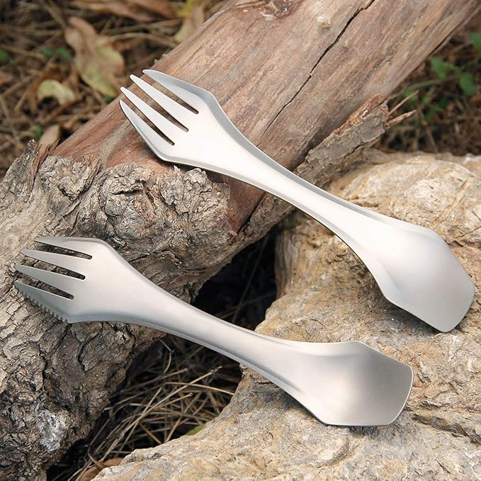 DINUO titanium lightweight spoon fork 3-in-1 tableware, suitable for outdoor camping JYDN-L-126