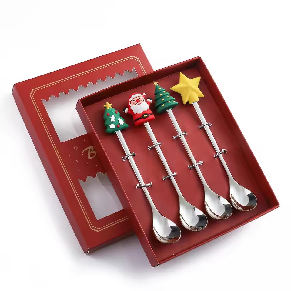 DINUO Christmas Gift Coffee Spoon Set Stainless Steel Mixing Gold Spoon Set JYDN-L-003