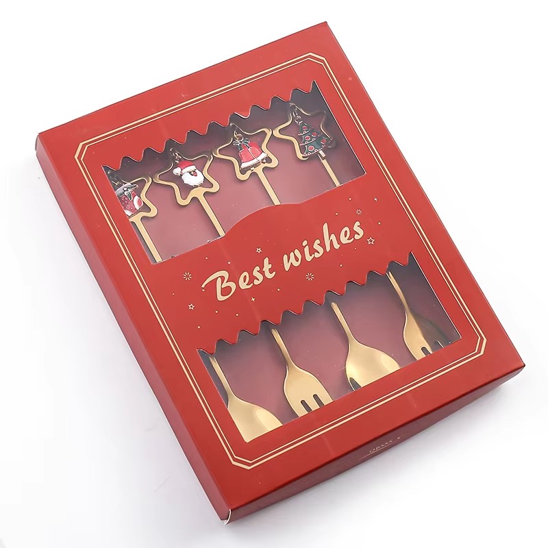 DINUO Christmas cutlery, party gifts, metal tea spoons, stainless steel decorative spoons JYDN-L-011