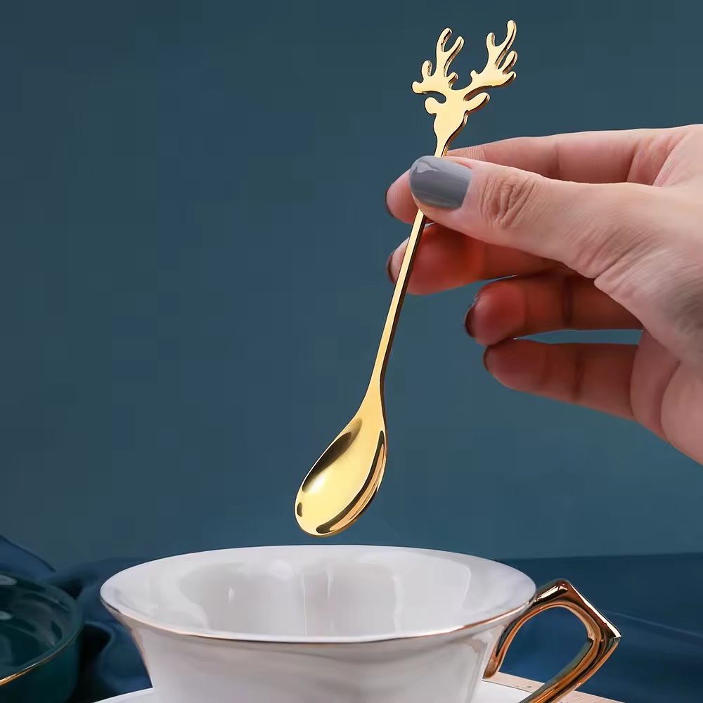 DINUO stainless steel coffee spoon deer shaped spoon yogurt spoon fruit spoon JYDN-L-005