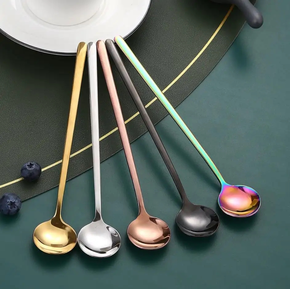 DINUO Dessert Spoon, Ice Cream Tea Spoon, Customized Round Metal Coffee Stirring Spoon JYDN-L-087