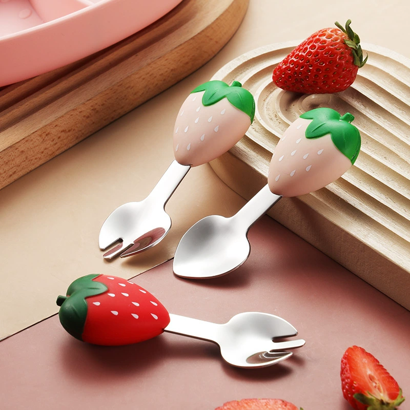 DINUO cartoon strawberry silicone children  complementary food  plate tableware JYDN-L-221