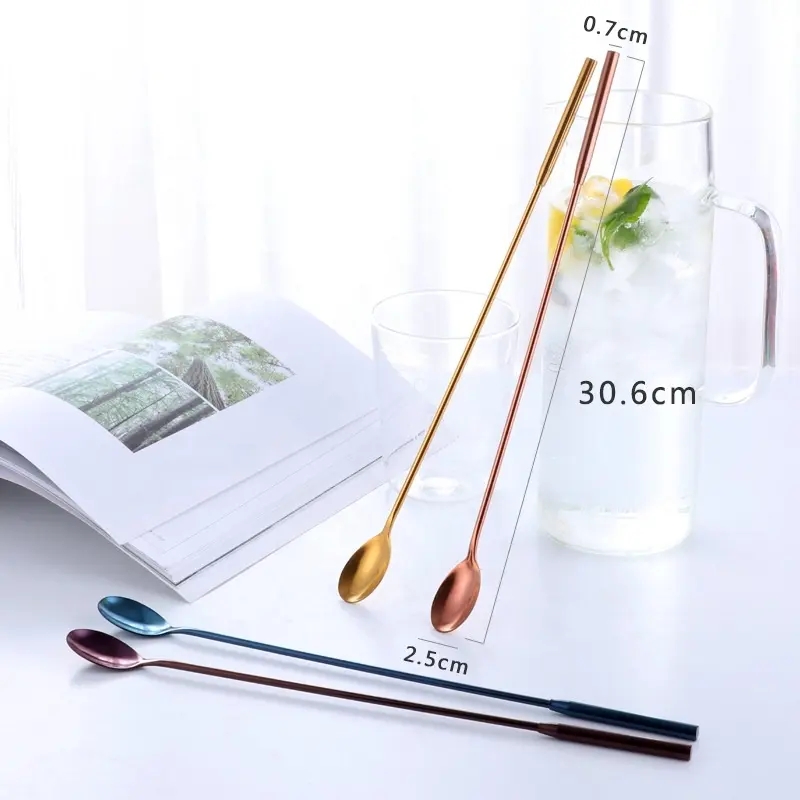 DINUO stainless steel mixing golden spoon long handle thick ice spoon JYDN-L-080